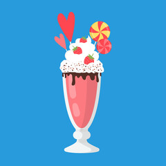 Strawberry Milkshake. Vector Illustration EPS. 