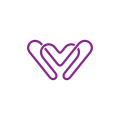 Love/heart with letter M, simple outline logo design