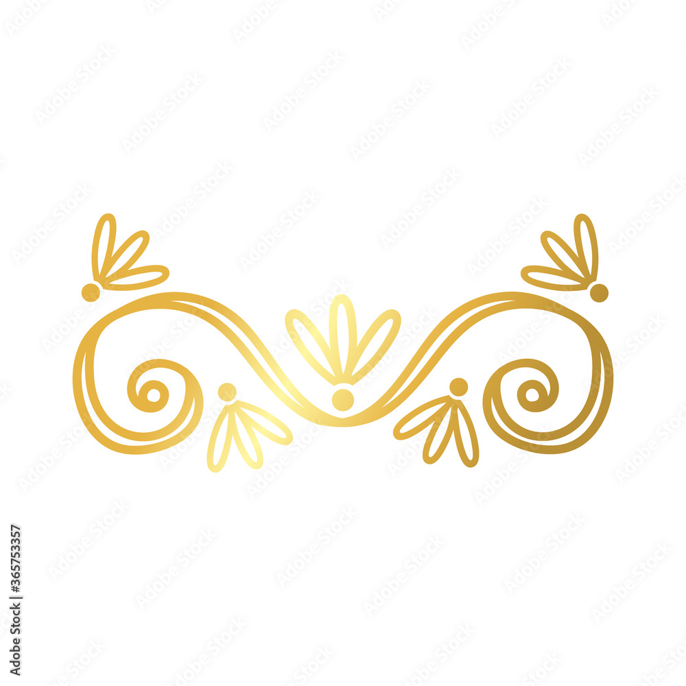 Wall mural elegant border frame with leafs decoration golden gradient style icon