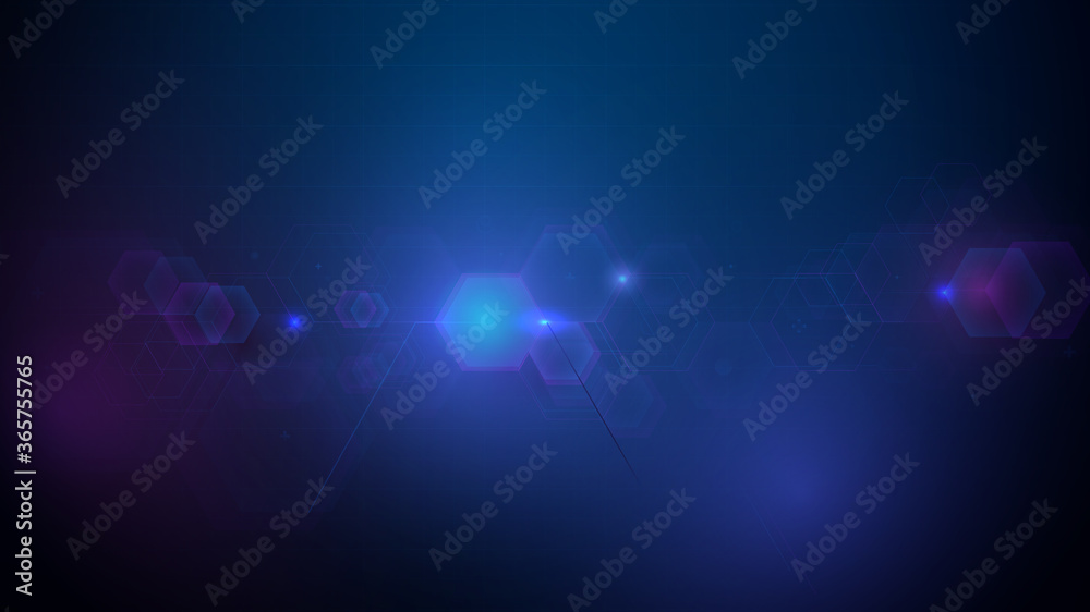 Poster Futuristic Digital Hi Tech Concept. Abstract Geometric Science and Technology Background. Vector Illustration