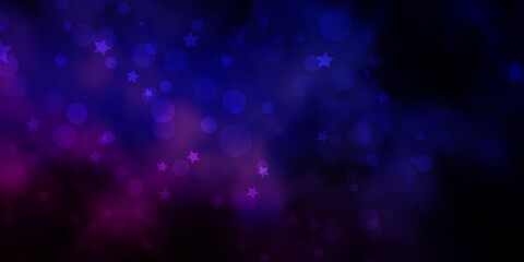 Dark Pink, Blue vector background with circles, stars. Colorful illustration with gradient dots, stars. Design for wallpaper, fabric makers.