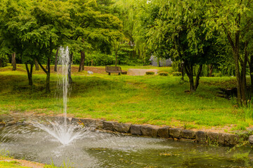 Water fountain in public park