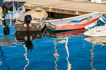Fototapeta na wymiar Small Boats on Monterey Bay, California, USA
