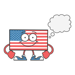 Happy smiling american flag cartoon character