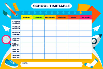 back to school and make a schedule of school activities, school timetable