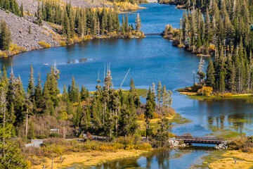 Elevated View of Twin Lakes, Mammoth Lakes, California, USA