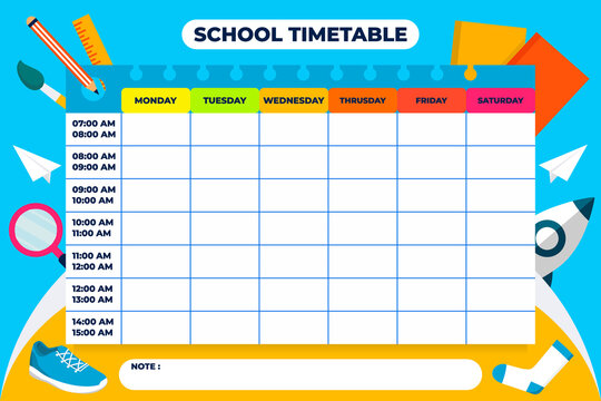 back to school and make a schedule of school activities, school timetable