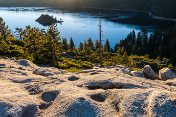 Sunrise on Emerald Bay and Fannette Island, Lake Tahoe, California, USA