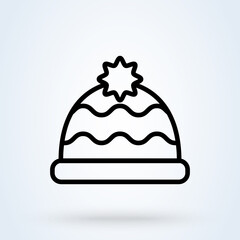 Winter hat line. Simple modern icon design illustration.