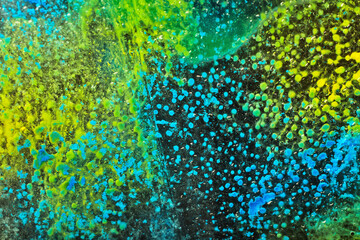 Watercolor abstract blot on the ice surface background