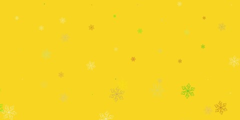 Light green, yellow vector doodle texture with flowers.