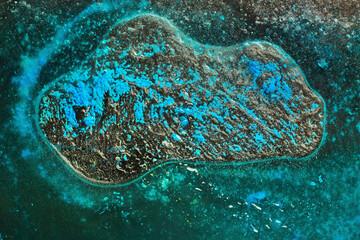 Watercolor abstract blot on the ice surface background