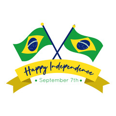 happy independence day brazil card with flags flat style