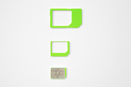 Close up of  SIM card on white background