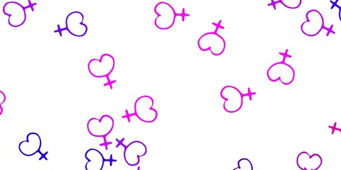 Light Purple, Pink vector backdrop with woman's power symbols.