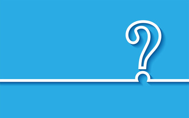 Question mark on blue background.  paper art style. vector.