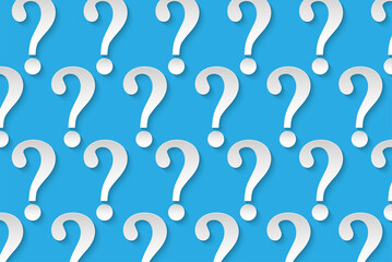 Question mark on blue background.  paper art style. vector.