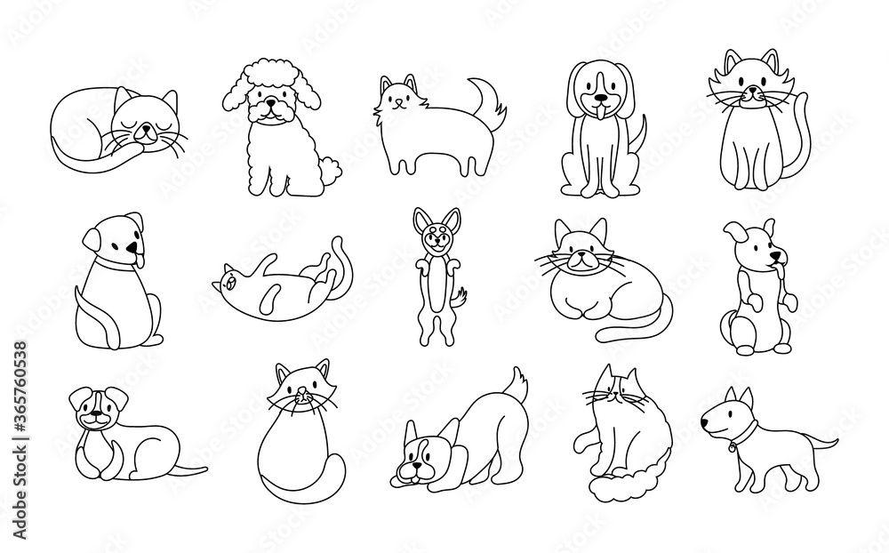 Canvas Prints bundle of cats and dogs set icons