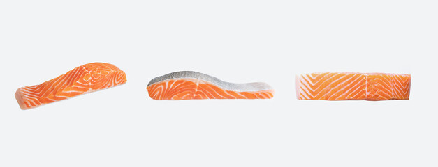 Raw fresh Salmon fillet, isolated on white background