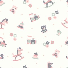 seamless pattern with baby gifts and toys