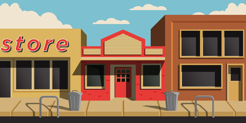 Front Store Shop Building Cartoon Background Illustration