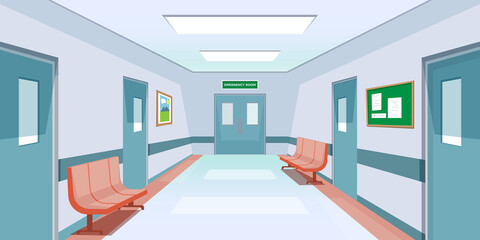 Hospital Hallway Emergency Room Cartoon Background Illustration