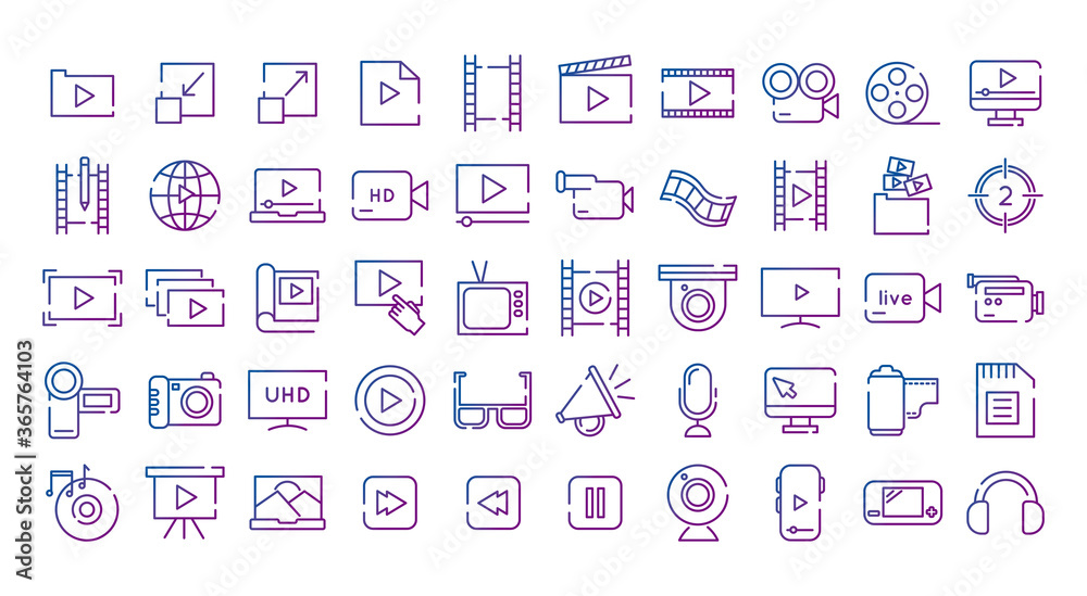 Canvas Prints bundle of video content gradient style icon