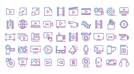 bundle of video content gradient style icon