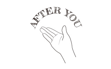 ハンドサインのアイコン、順番を譲る仕草.ベクターイラスト.