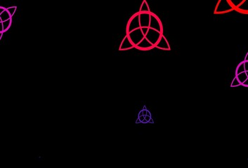 Dark Pink, Yellow vector background with occult symbols.