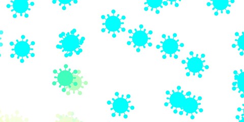 Light blue, green vector backdrop with virus symbols.