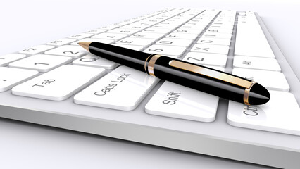 キーボードとペン（ビジネスシーン）