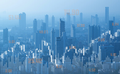 investment financial city with stock market graph