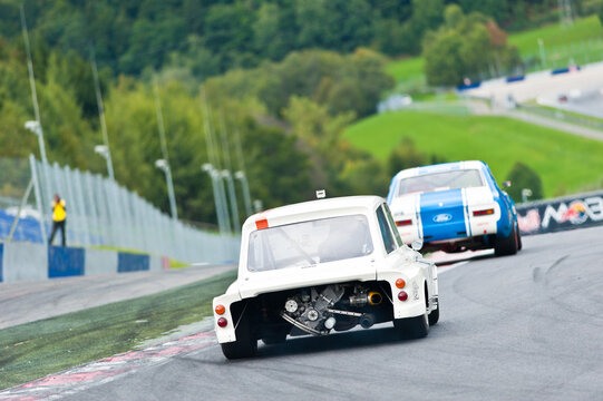 Hillman IMP, Vintage British Compact Car On A Race Track