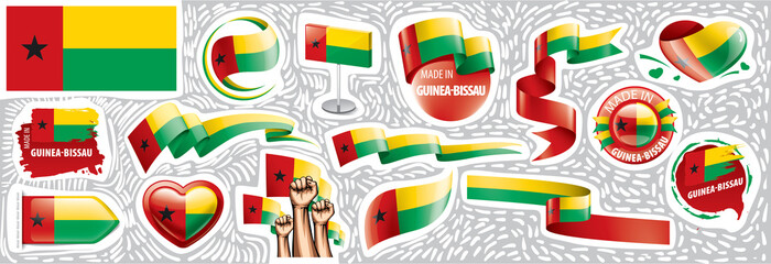 Fototapeta na wymiar Vector set of the national flag of Guinea Bissau in various creative designs