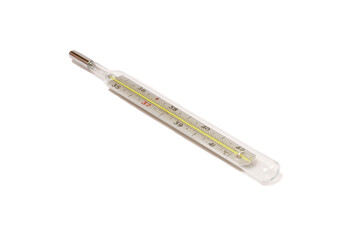 Glass thermometer isolated on white