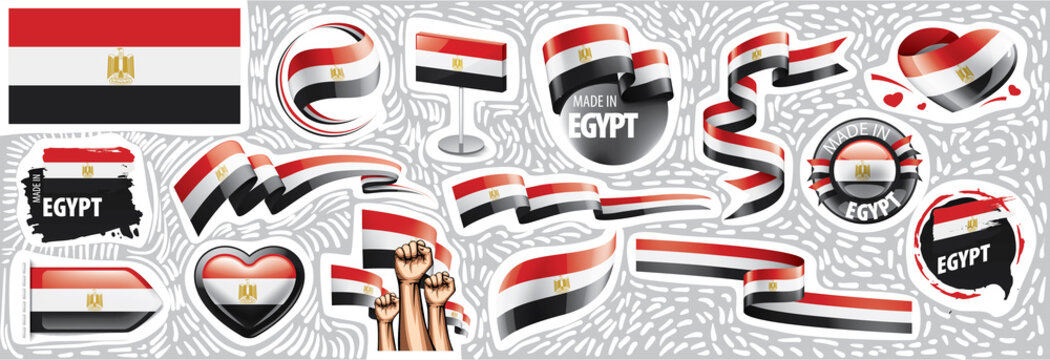 Vector set of the national flag of Egypt in various creative designs