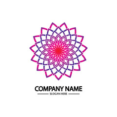 Flower logo. The circular logo. Logo of the flower. Stylized flower. Petals. Simple logo. The brand name  emblem  logo. Mandala. Logo boutique. Logotype for beauty. Logo for flower shop.