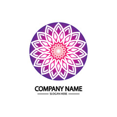 Flower logo. The circular logo. Logo of the flower. Stylized flower. Petals. Simple logo. The brand name  emblem  logo. Mandala. Logo boutique. Logotype for beauty. Logo for flower shop.