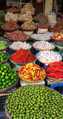 Big Bowls of fresh and delicious vegetables. Hanoi, Vietnam