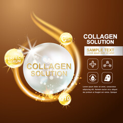 Collagen Serum and Vitamin Background Concept Skin Care Cosmetic.