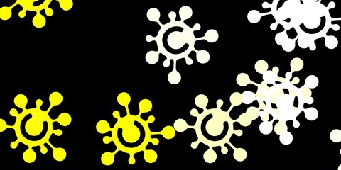 Dark yellow vector pattern with coronavirus elements.