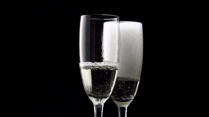 Tulip shaped champagne glass with sparkling wine