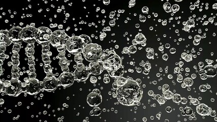 A close-up of the breakdown of DNA made up of bubbles