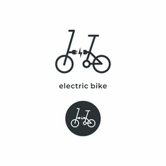 Electric Bike line icon Electrical cable plug charging symbol