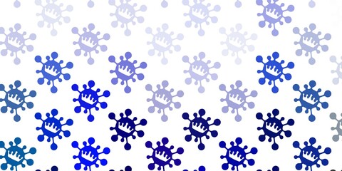 Light blue, green vector background with covid-19 symbols.