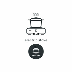 Electric Stove line icon Electrical cable plug charging symbol