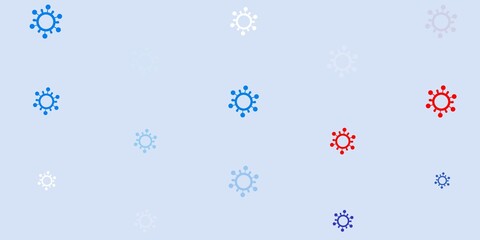 Fototapeta premium Light Blue, Red vector background with covid-19 symbols.