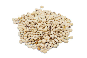 Black eyed peas on white background. A valuable peas with high protein and fiber.