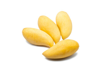 Yellow ripe mango (cultivars : Nam Dok Mai) of Thailand isolated on white background. It's popular and very delicious when eat with mango sticky rice.